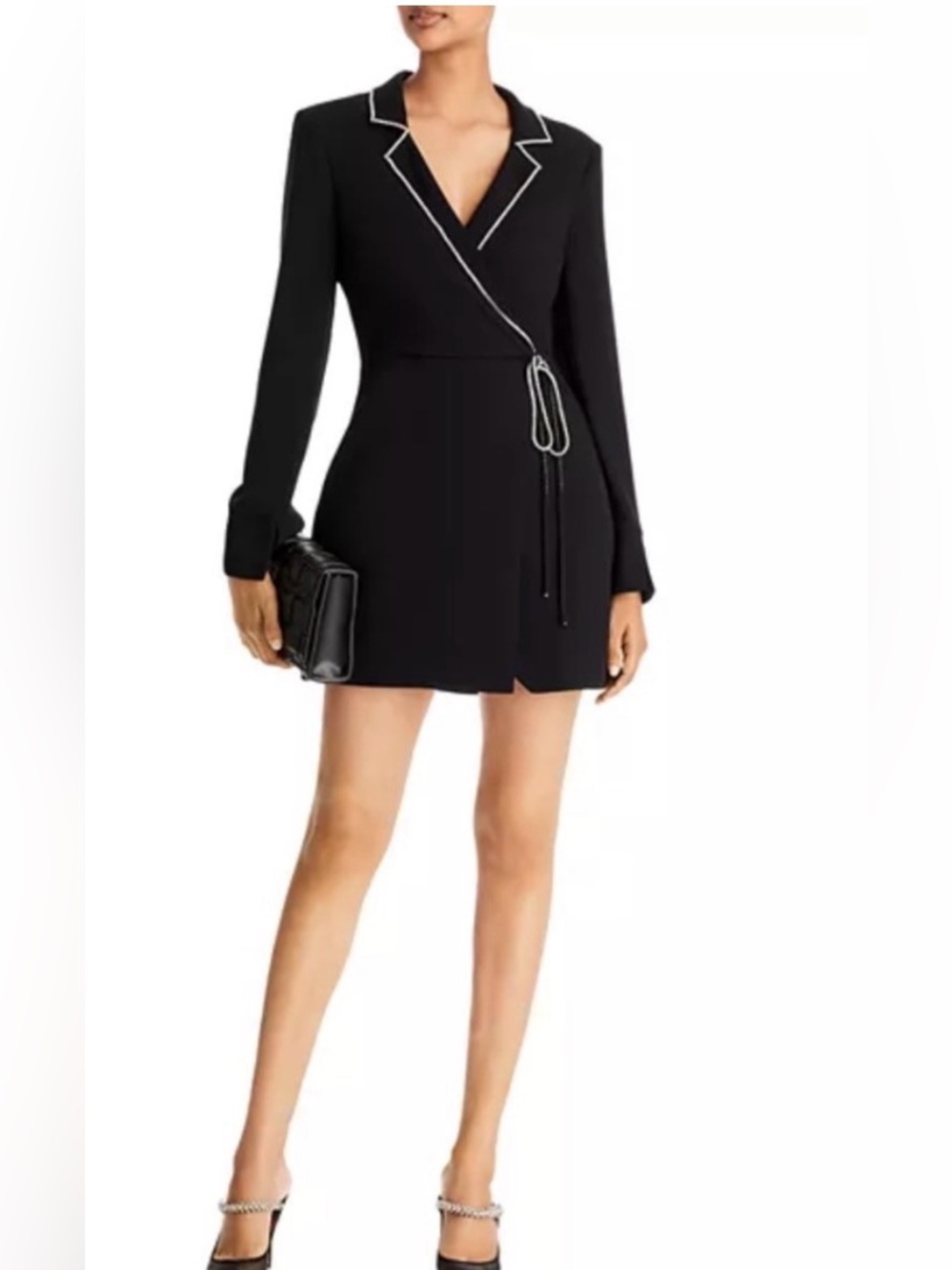 NWT Cinq à Sept Barette Crystal-Trim Blazer Dress in black